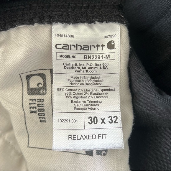 Carhartt Rugged Flex Relaxed Fit Canvas Work Pants - Black - Men’s Size 30x32 - Picture 14 of 16